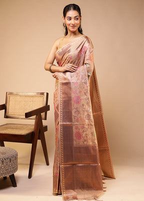 Pink Tissue Silk Saree With Blouse Piece