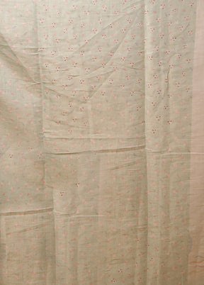 White Linen Silk Saree With Blouse Piece