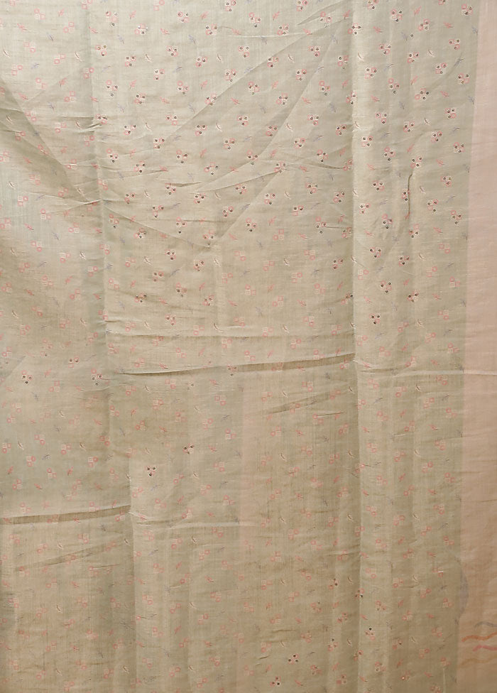 White Linen Silk Saree With Blouse Piece