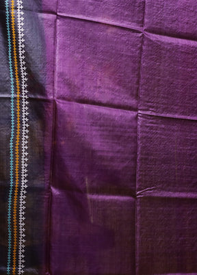 Multicolor Handloom Kantha Stitch Pure Silk Saree With Blouse Piece