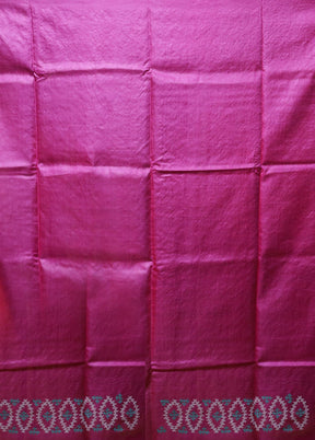 Purple Handloom Kantha Stitch Pure Silk Saree With Blouse Piece