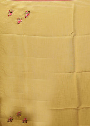 Green Linen Silk Saree With Blouse Piece