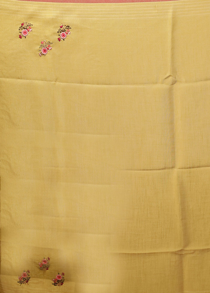 Green Linen Silk Saree With Blouse Piece