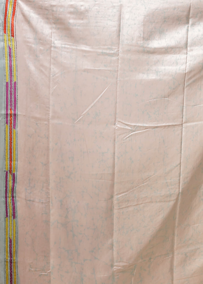 Multicolor Kantha Stitch Silk Saree With Blouse Piece