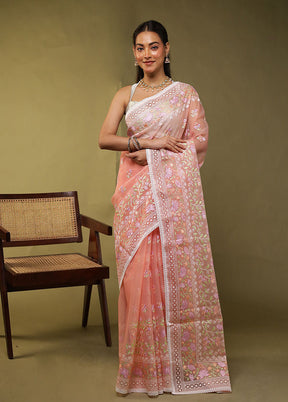 Thali & Toast Duo – Red Banarasi & Peach Organza Sarees