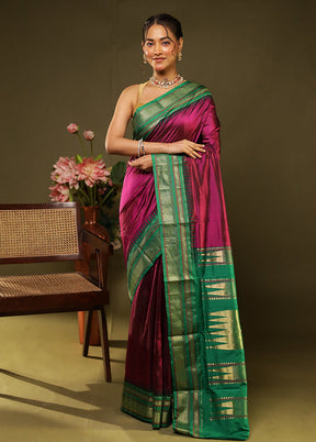 Maroon Handloom Kanjivaram Pure Silk Saree With Blouse Piece