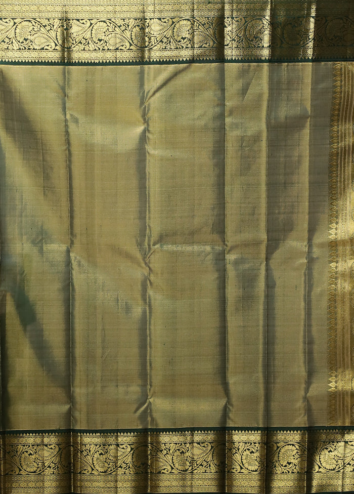 Green Handloom Kanchipuram Pure Silk Saree With Blouse Piece