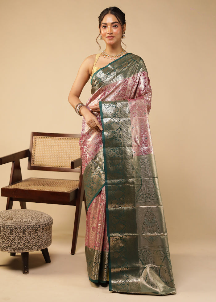Grey Kanjivaram Silk Saree With Blouse Piece