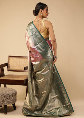 Grey Kanjivaram Silk Saree With Blouse Piece
