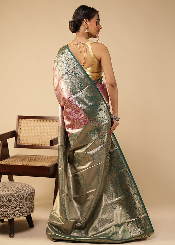Grey Kanjivaram Silk Saree With Blouse Piece