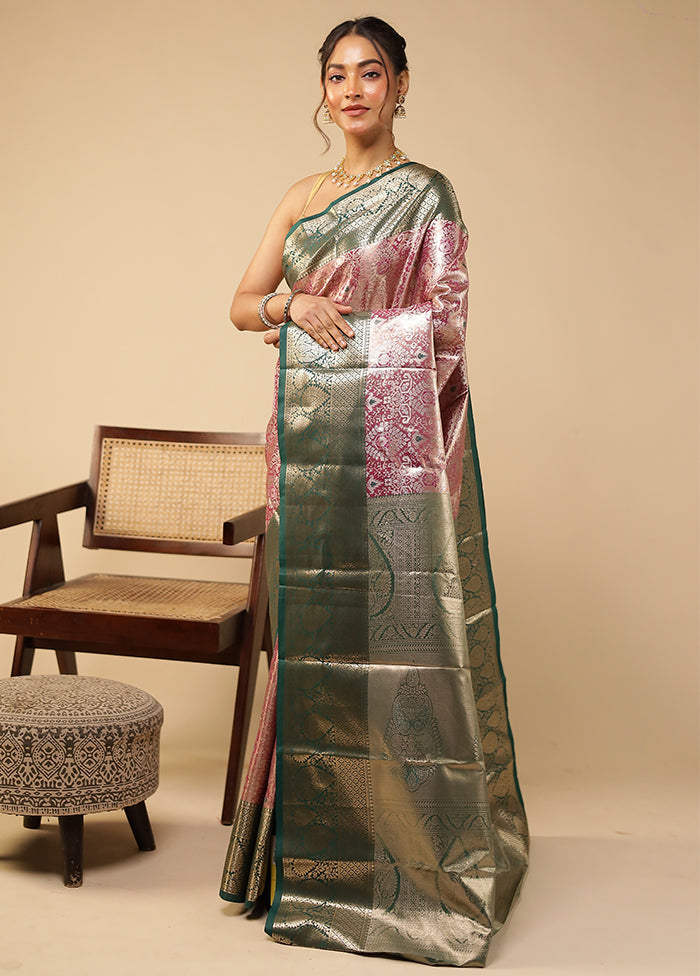 Grey Kanjivaram Silk Saree With Blouse Piece