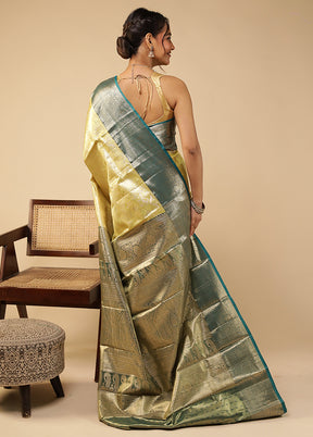 Orange Kanjivaram Silk Saree With Blouse Piece