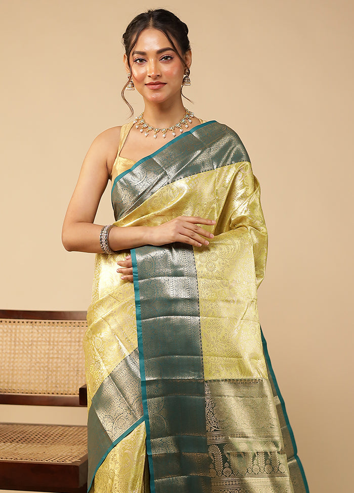 Cream Kanjivaram Silk Saree With Blouse Piece