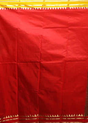 Red Handloom Kanjivaram Pure Silk Saree With Blouse Piece