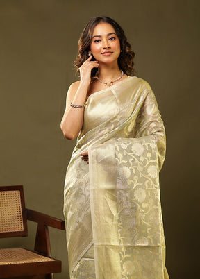 Grey Tissue Silk Saree With Blouse Piece