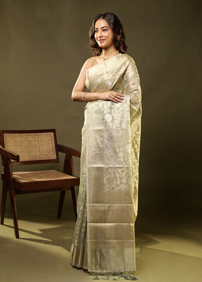 Grey Tissue Silk Saree With Blouse Piece