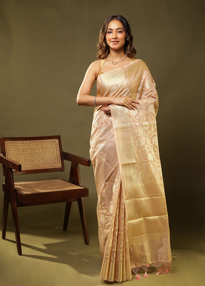 Pink Tissue Silk Saree With Blouse Piece
