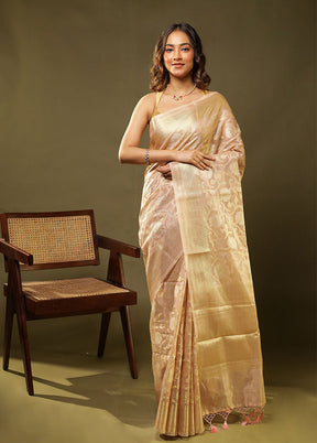 Cream Tissue Silk Saree With Blouse Piece