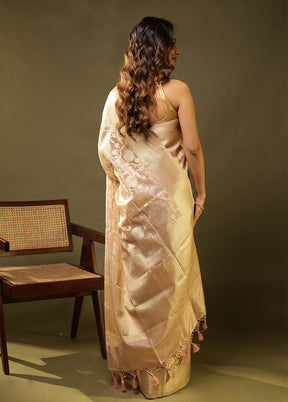 Pink Tissue Silk Saree With Blouse Piece