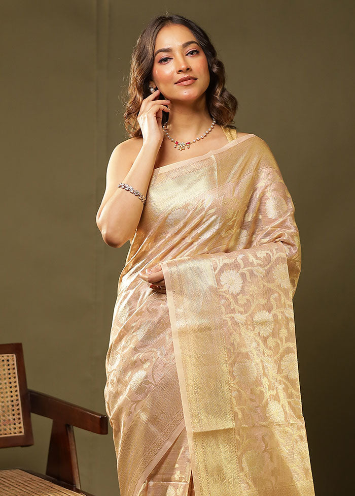 Pink Tissue Silk Saree With Blouse Piece