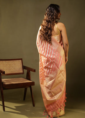 Pink Tissue Silk Saree With Blouse Piece