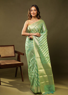 Green Tissue Silk Saree With Blouse Piece