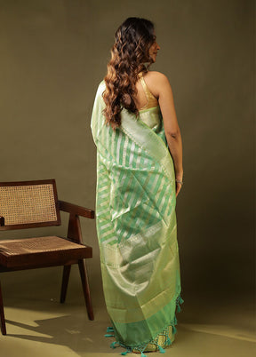 Green Tissue Silk Saree With Blouse Piece