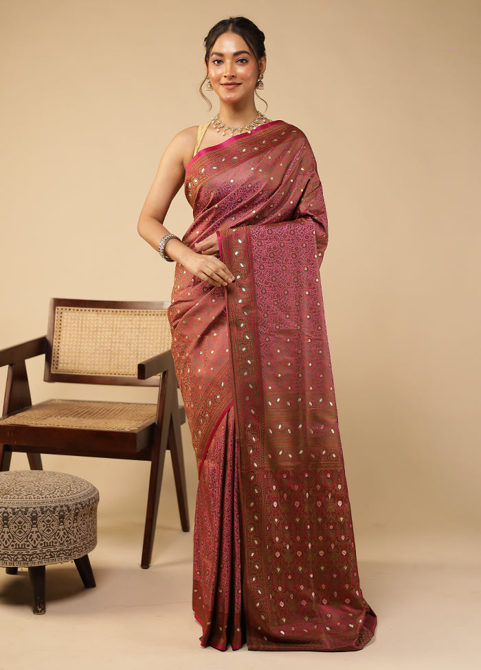 Pink Tanchoi Silk Saree With Blouse Piece