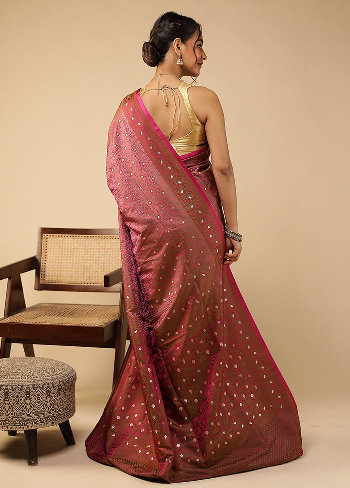 Pink Tanchoi Silk Saree With Blouse Piece