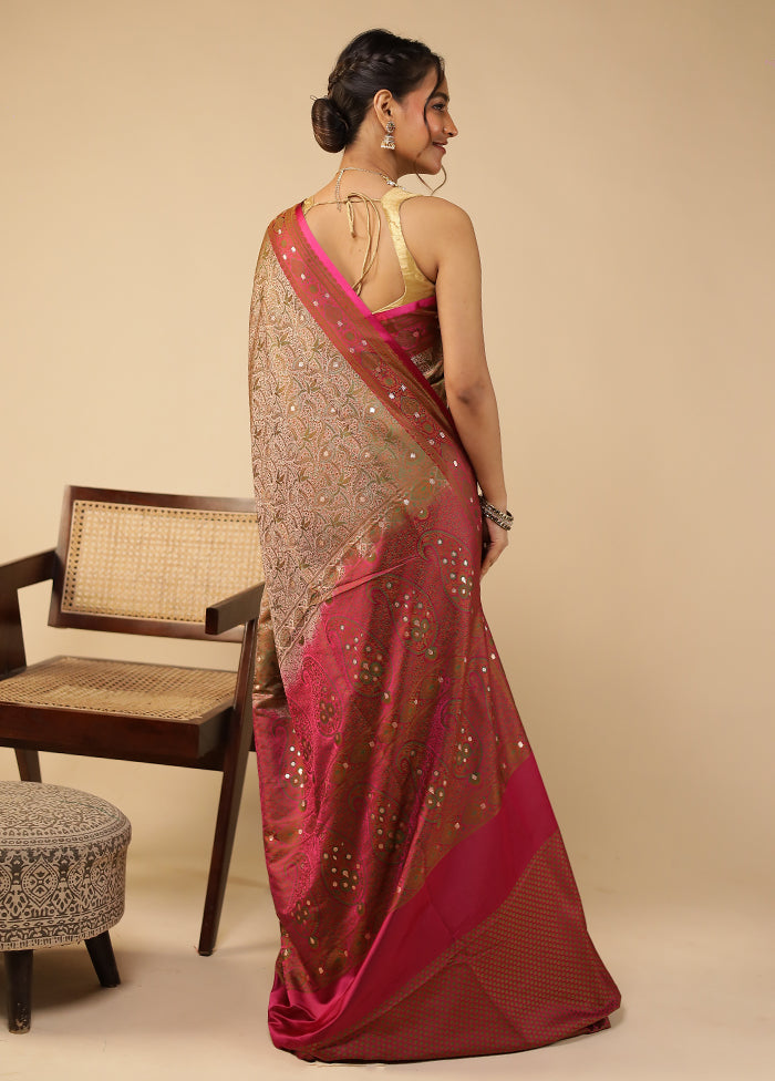 Pink Tanchoi Silk Saree With Blouse Piece