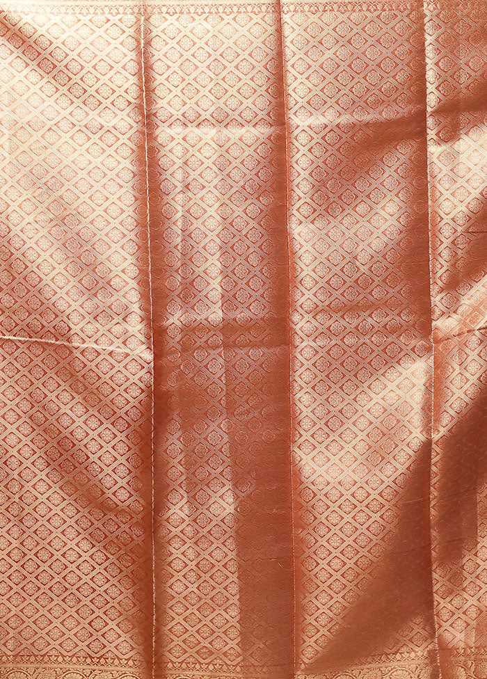 Rust Tissue Silk Saree With Blouse Piece