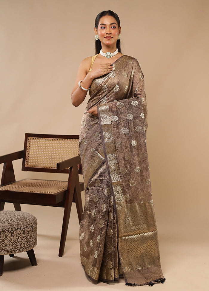 Grey Tissue Silk Saree With Blouse Piece