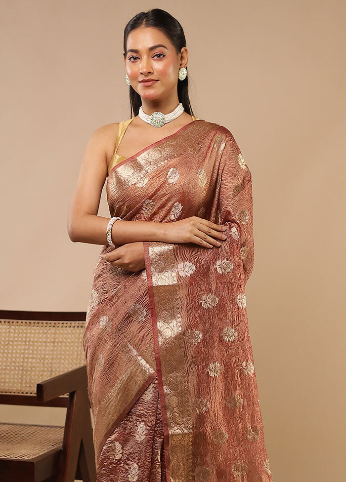 Pink Tissue Silk Saree With Blouse Piece