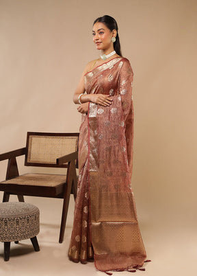 Pink Tissue Silk Saree With Blouse Piece