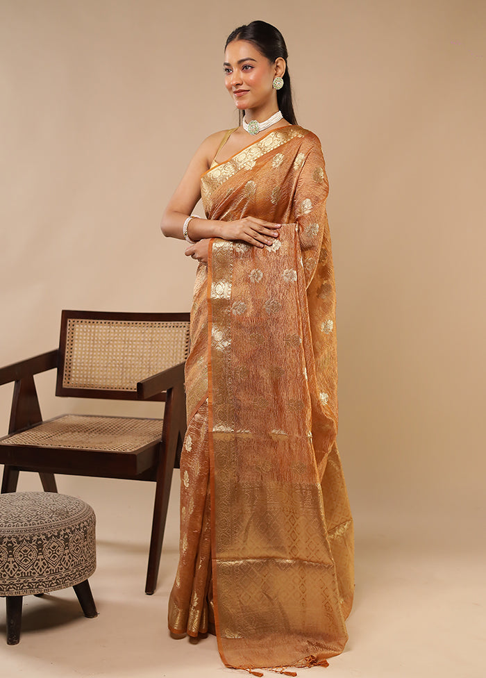 Brown Tissue Silk Saree With Blouse Piece