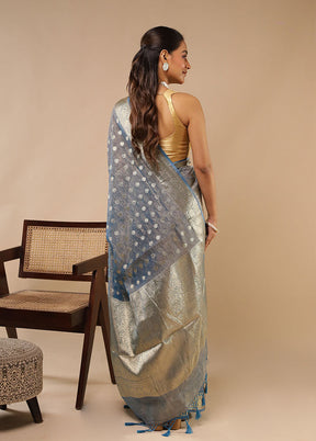 Grey Tissue Silk Saree With Blouse Piece