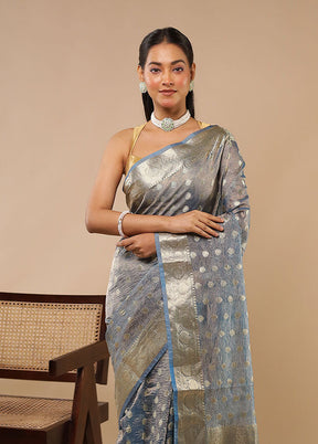 Grey Tissue Silk Saree With Blouse Piece