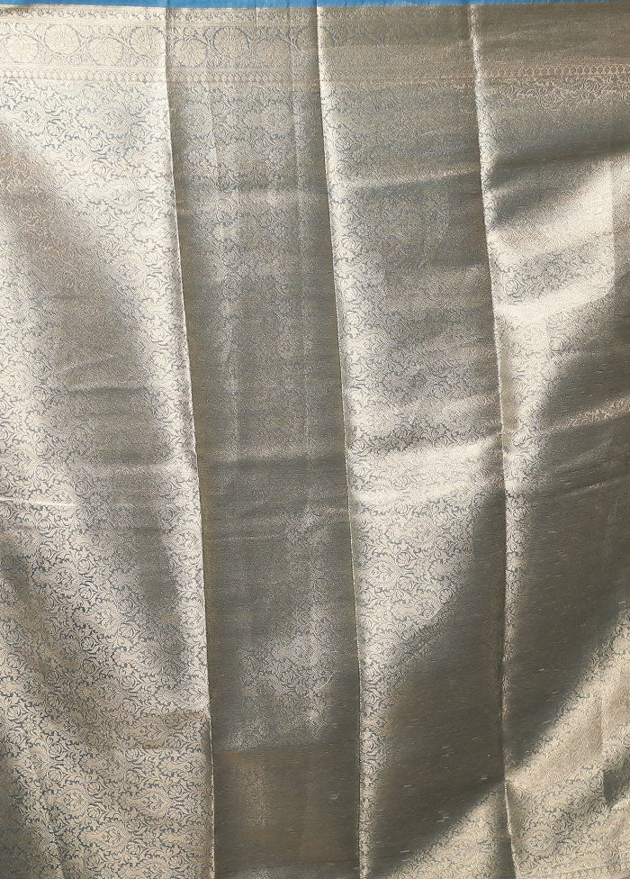Grey Tissue Silk Saree With Blouse Piece
