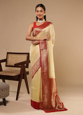 Pearl Prabhat Duo – Cream Dupion Silk & Green Chiffon Sarees