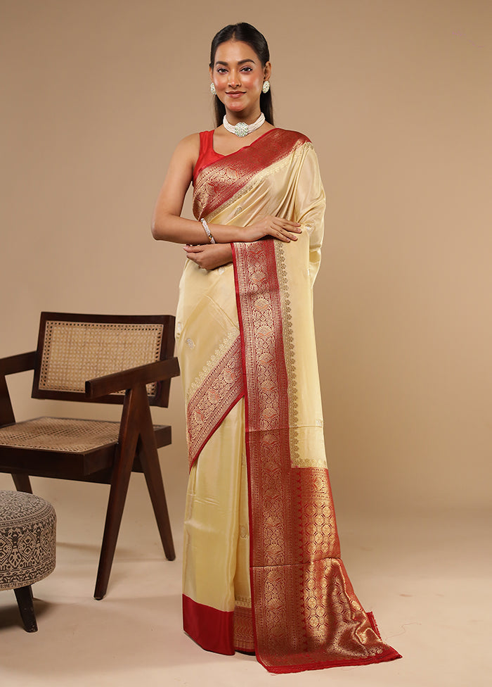 Pearl Prabhat Duo – Cream Dupion Silk & Green Chiffon Sarees