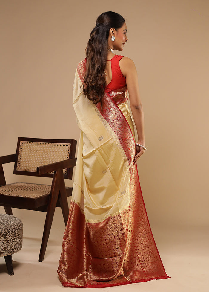 Pearl Prabhat Duo – Cream Dupion Silk & Green Chiffon Sarees