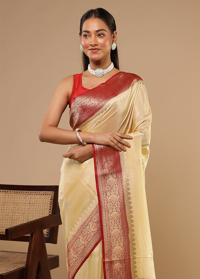 Pearl Prabhat Duo – Cream Dupion Silk & Green Chiffon Sarees