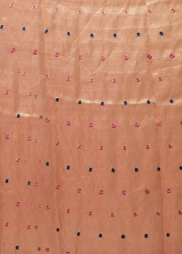 Rust Tissue Silk Saree With Blouse Piece