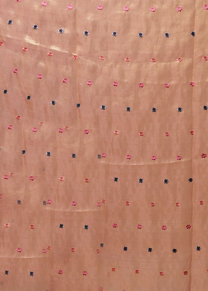 Peach Tissue Silk Saree With Blouse Piece
