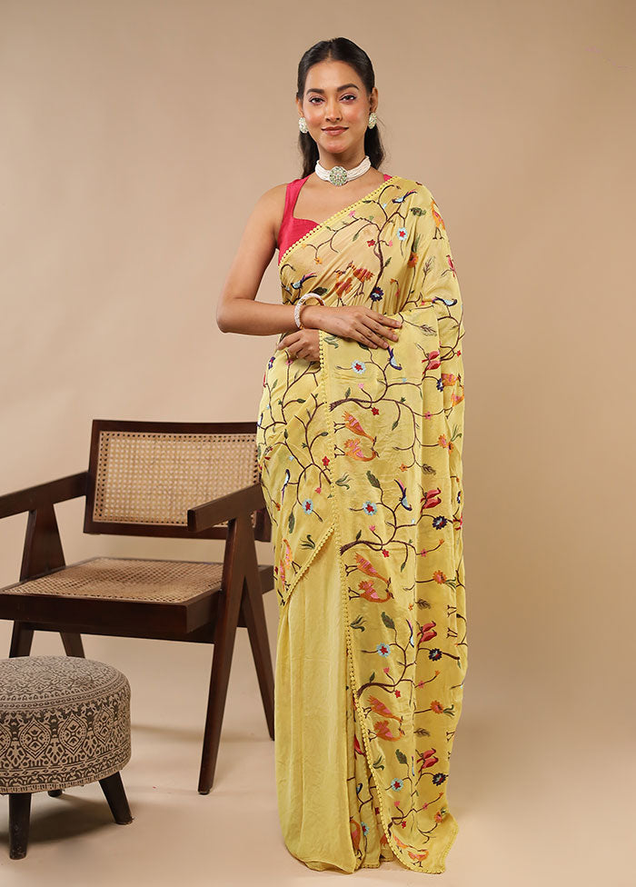 Multicolor Chiffon Silk Saree With Blouse Piece