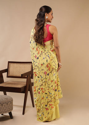 Multicolor Chiffon Silk Saree With Blouse Piece
