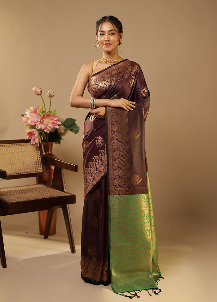 Maroon Kanjivaram Silk Saree With Blouse Piece