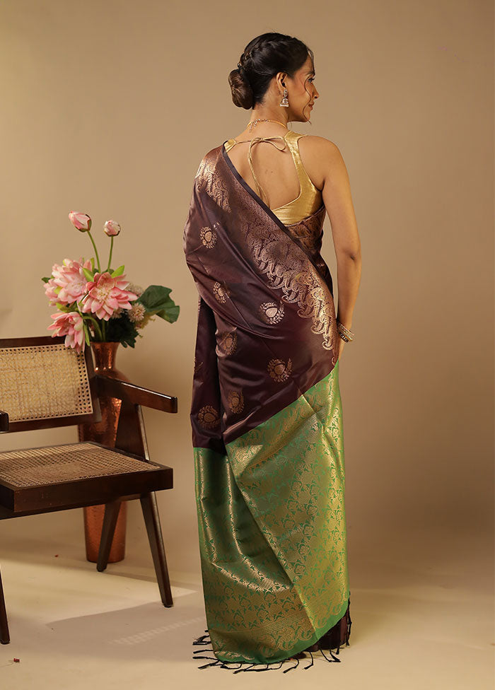 Maroon Kanjivaram Silk Saree With Blouse Piece