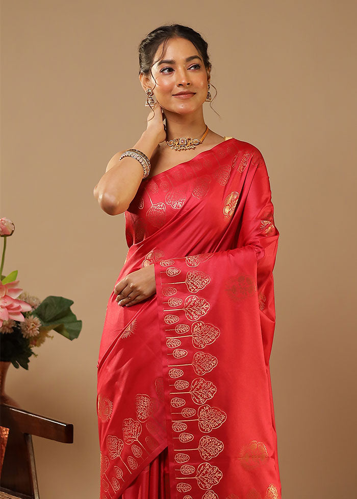 Pink Kanjivaram Silk Saree With Blouse Piece