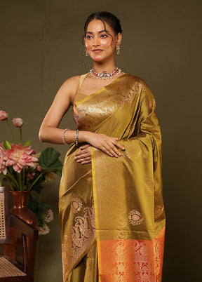 Yellow Kanjivaram Silk Saree With Blouse Piece